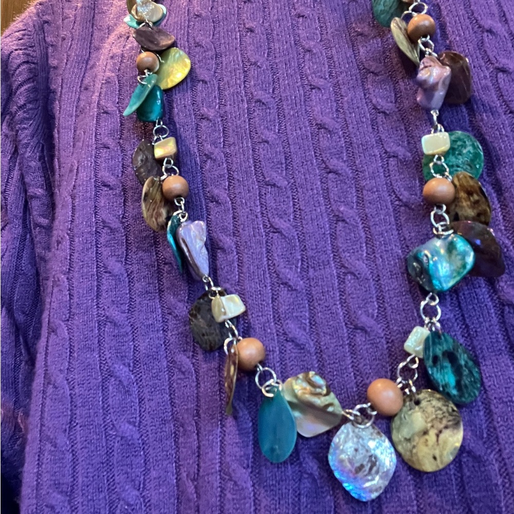 Beaded Long Necklace Earrings Set